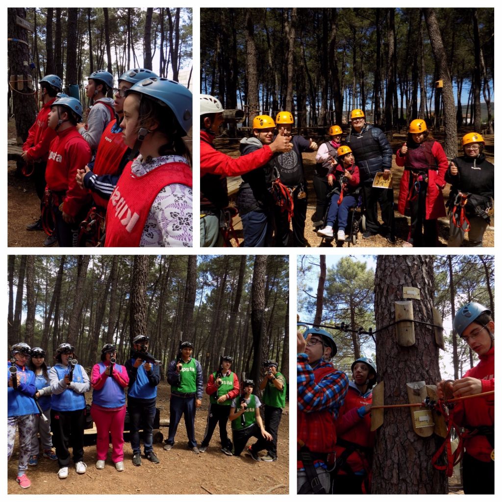 Alumnos disfrutando de las actividades en el parque de aventuras de San Miguel de Valero